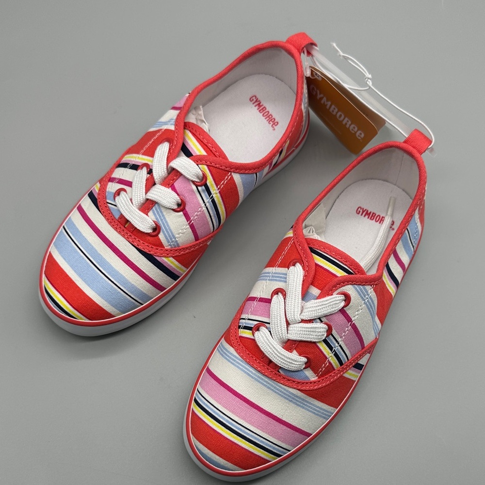 Gymboree Girls' Multi-Color Striped Canvas Sneakers - Size 1